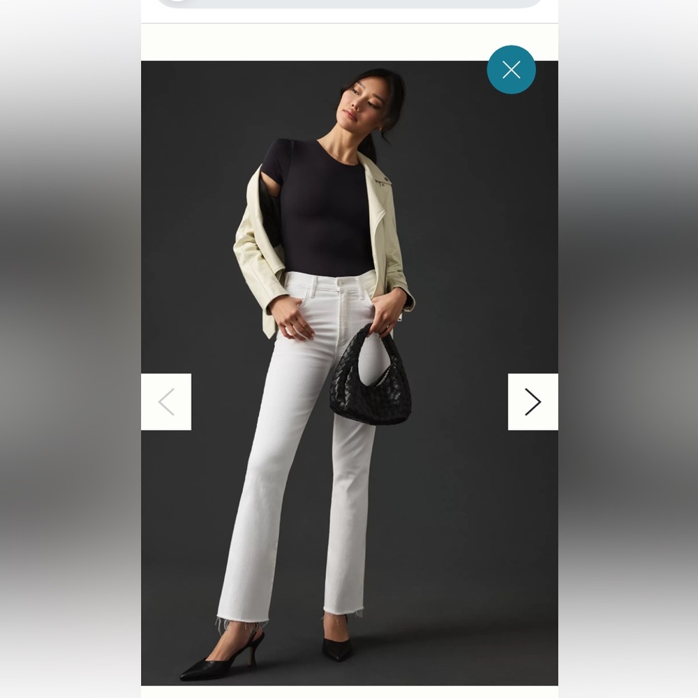 MOTHER The Hustler Ankle Fray White Jeans